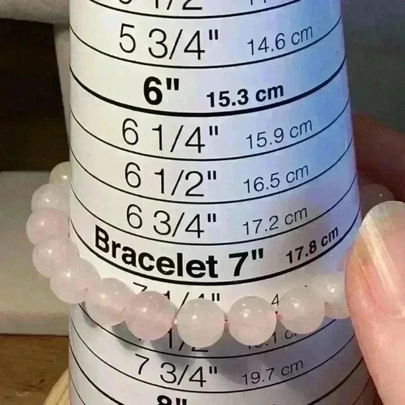 Rose Quartz Stone Pink Stretch Bracelet - Picture 5 of 5